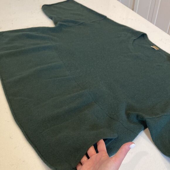 Zoe Couture 100% Cashmere Forest Green Shrug Oversized Boxy Sweater Poncho Small - Picture 8 of 8